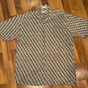 Pierre Cardin‎ vintage short sleeve button up shirt abstract pattern men’s MED